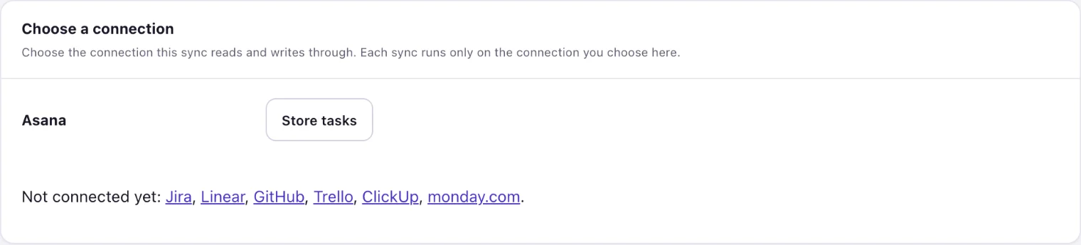 The Add sync page with its list of trackers and their working connections